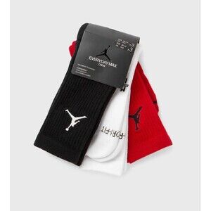 Nike Jordan 3-Pack Crew Socks Everyday Max Crew Size Large Red Black White NWT